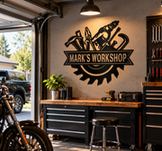 Custom Workshop Metal Wall Sign – Personalized Garage Decor