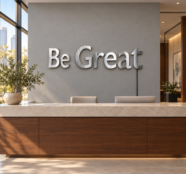 Be Great 3D Letter Wall Sign – Silver Motivational Decor