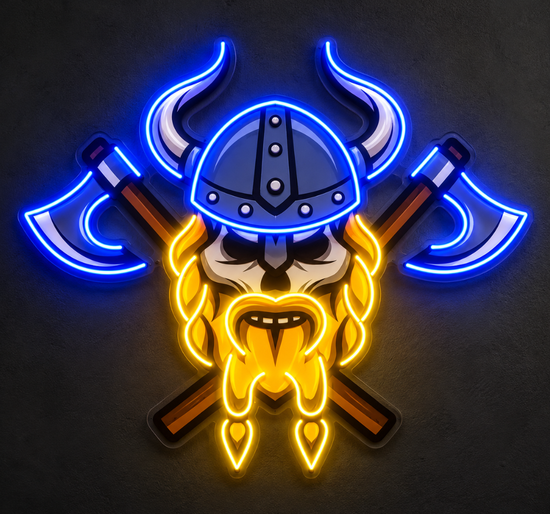 Skull Viking Warrior LED Neon Sign Pop Art