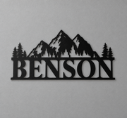 Benson Mountain Metal Name Sign – Rustic Cabin Wall Decor