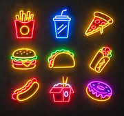 Fast Food LED Neon Signs for Restaurant, Cafe & Kitchen Wall Decor