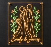 Back-to-Back Couple Neon Sign – Vertical Romantic Wedding Wall Decor