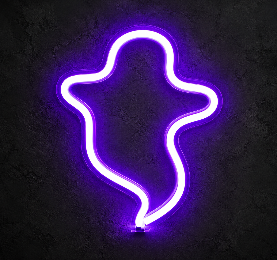 Purple Ghost LED Neon Sign – Halloween Wall Decor