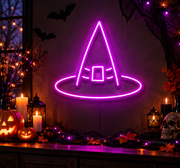 Witch Hat Halloween Neon Sign – LED Spooky Decor