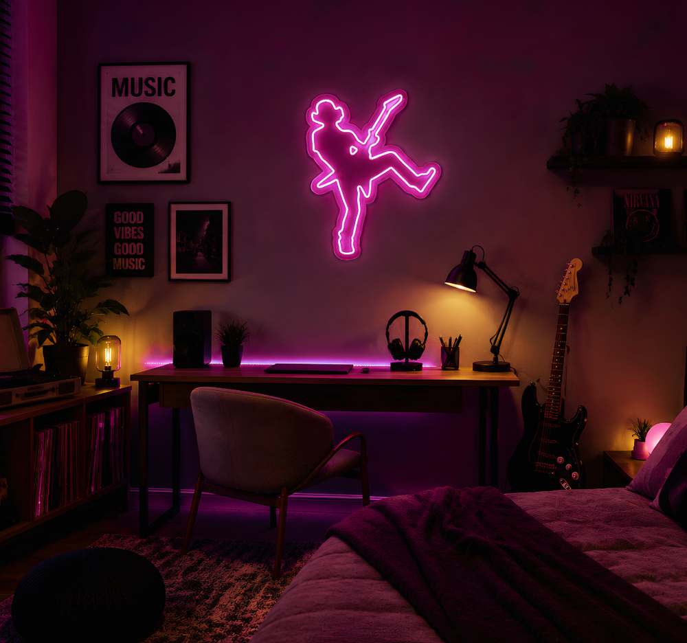 Rock Star Silhouette Neon Sign