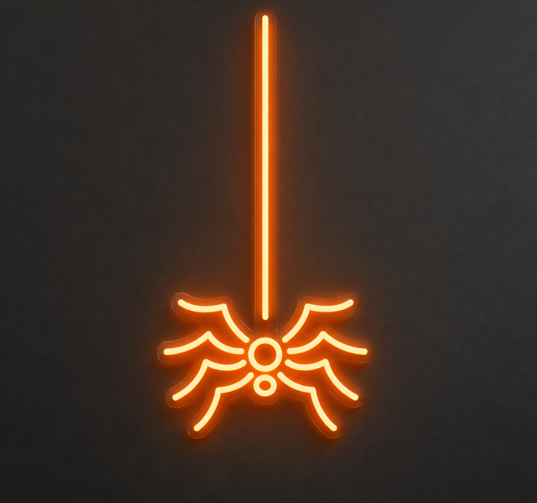 Spider Web Halloween Neon Sign – LED Spooky Decor