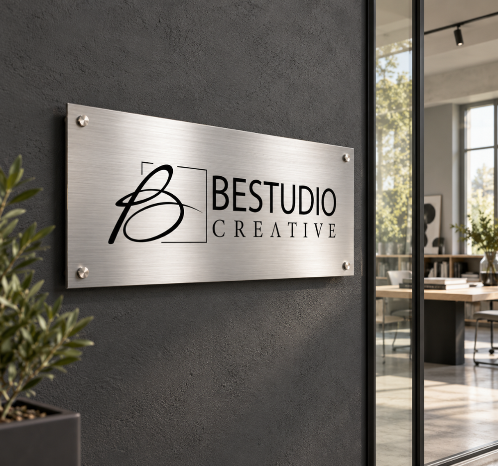 Brushed Silver Creative Studio Logo Wall Sign
