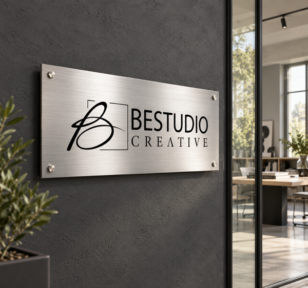 Brushed Silver Creative Studio Logo Wall Sign