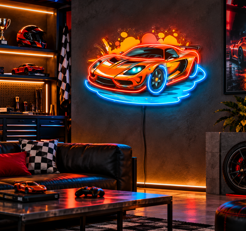 Warmth Wish Sports Car UV Neon Sign