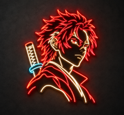 Anime Warrior LED Neon Sign UV Printed Wall Art