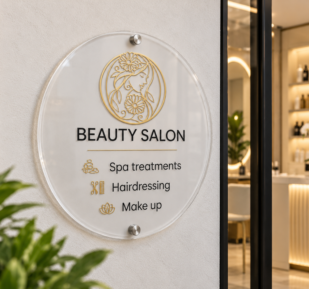 Custom Round Acrylic Beauty Salon Sign – Spa & Business Wall Decor