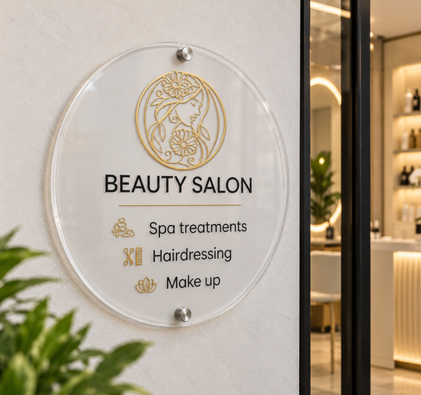 Custom Round Acrylic Beauty Salon Sign – Spa & Business Wall Decor