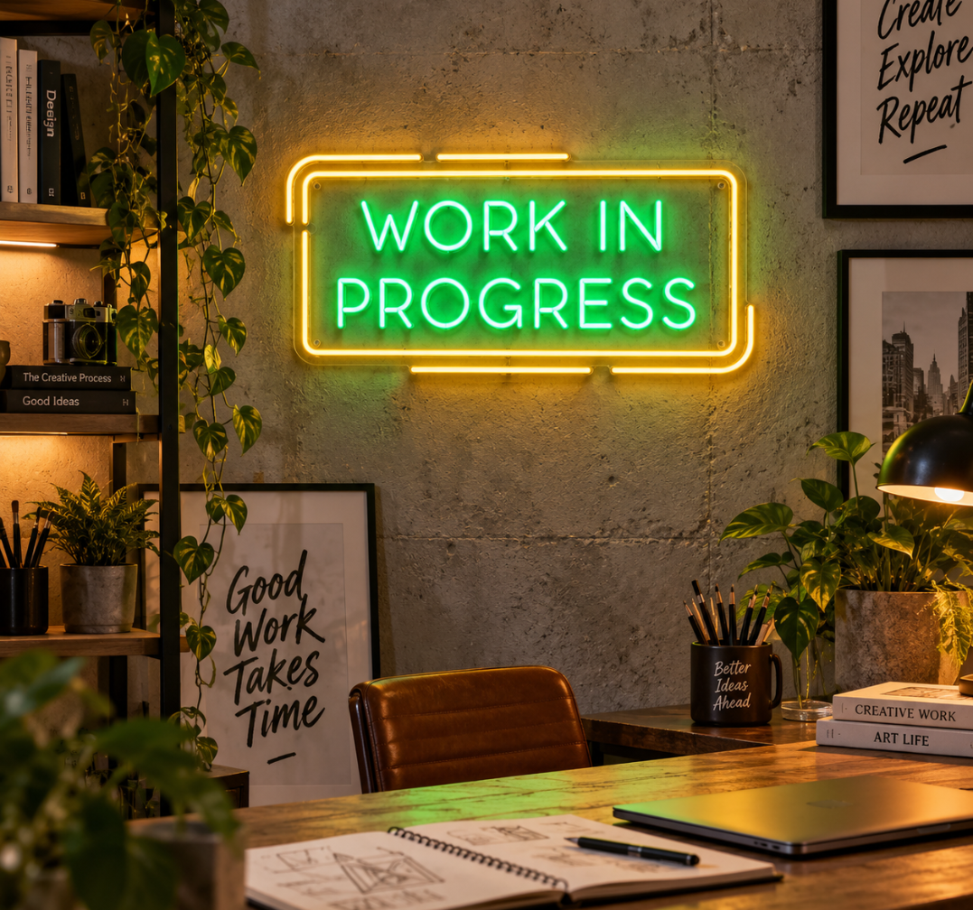 Work In Progress Neon Sign – Office & Business LED Neon Light Decor
