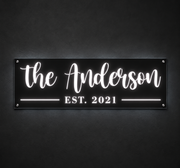 Black Metal Family Name Sign with Established Year