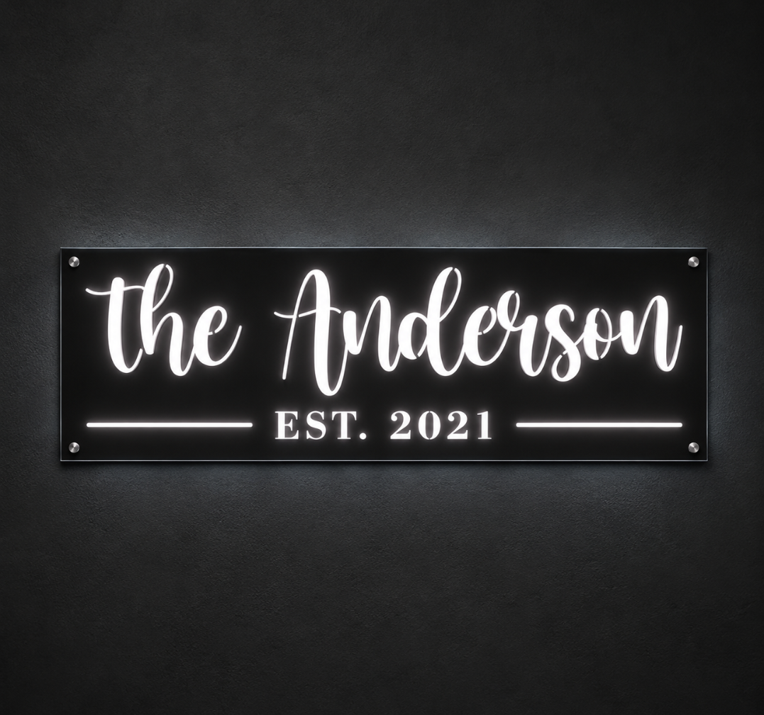 Black Metal Family Name Sign with Established Year