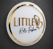 Custom Round Acrylic Business Logo Sign – Gold Mirror Wall Decor