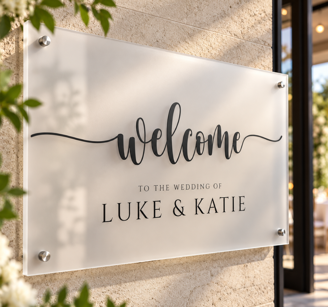 Personalized Wedding Welcome Sign – Elegant Custom Acrylic Decor