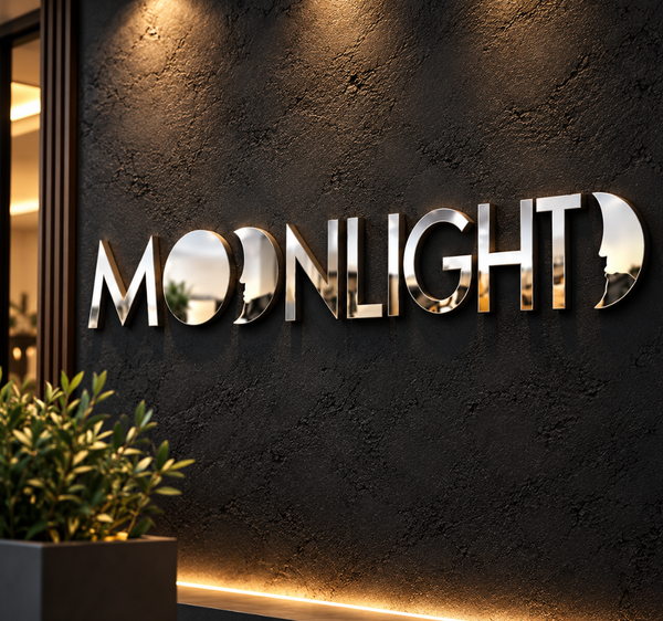 Custom Mirror Silver 3D Metal Letters – Business Logo Wall Sign