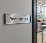 Beverage Lab Door Sign with Brushed Silver Finish