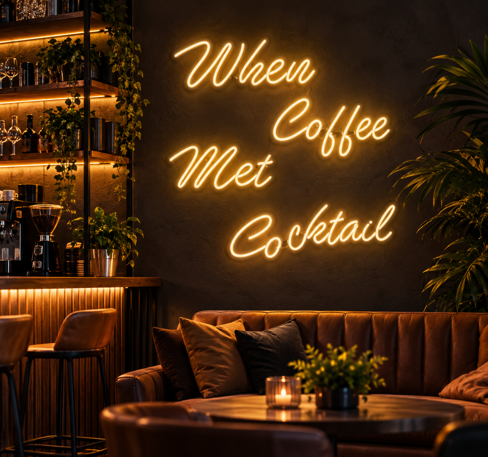 When Coffee Met Cocktail Neon Sign – LED Cafe & Bar Wall Decor