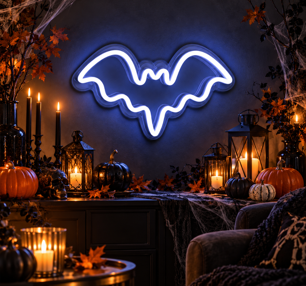 BOO-tiful Bat Halloween Neon Sign