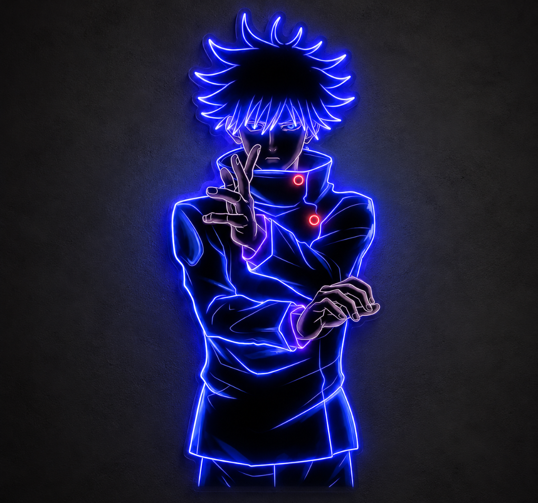 Gojo Satoru Anime Neon Sign – Blue LED Wall Art for Gaming Room