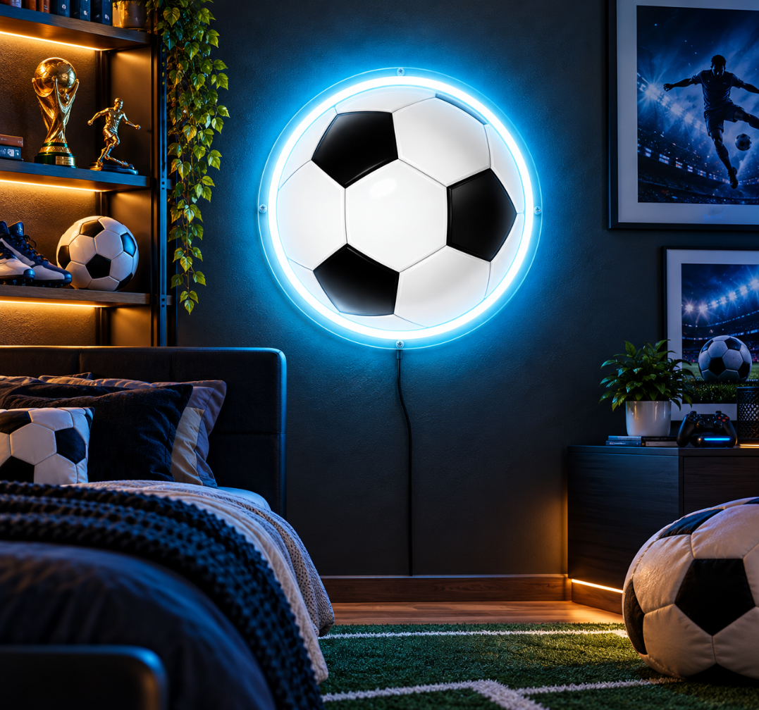 Soccer Ball LED Neon Sign – Football Wall Decor for Game Rooms