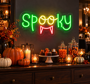 Spook Neon Sign – Green and Yellow Halloween LED Decor