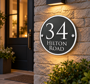 Custom Round House Number Plaque – Modern Address Wall Sign