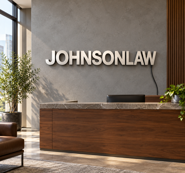 Johnson Law 3D Letter Sign for Office & Reception Walls