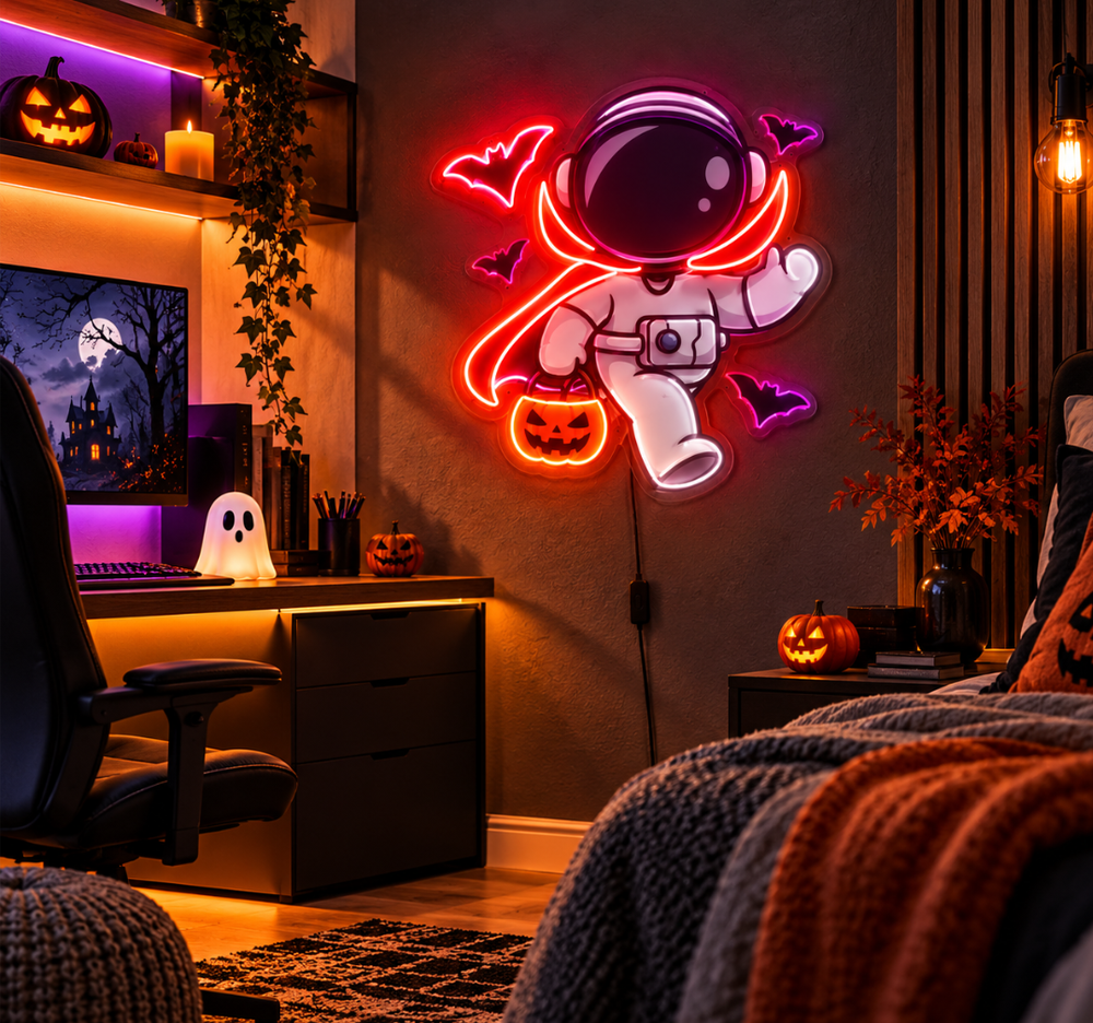 Astronaut Dracula UV LED Neon Sign for Halloween