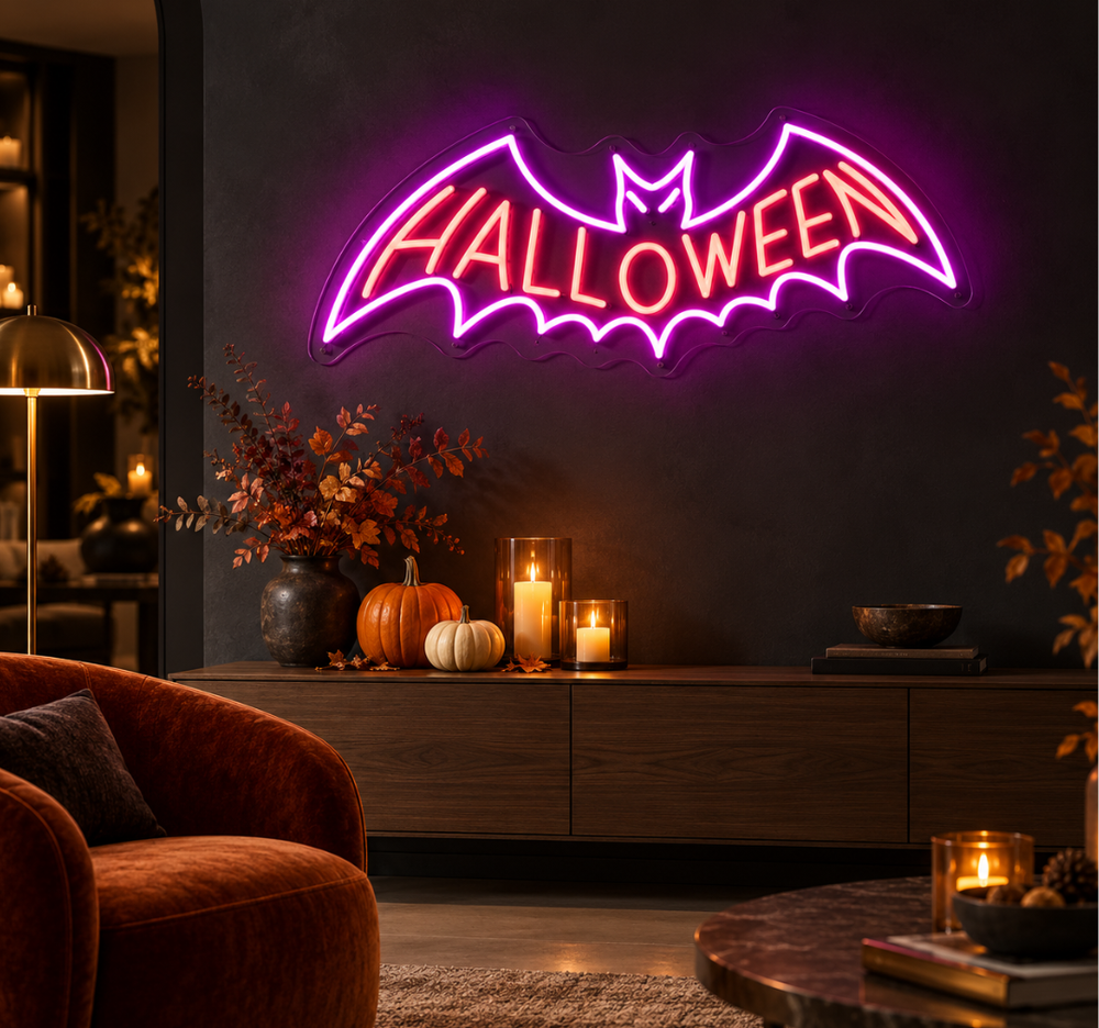 Halloween Bat Neon Sign – Home Wall Decor