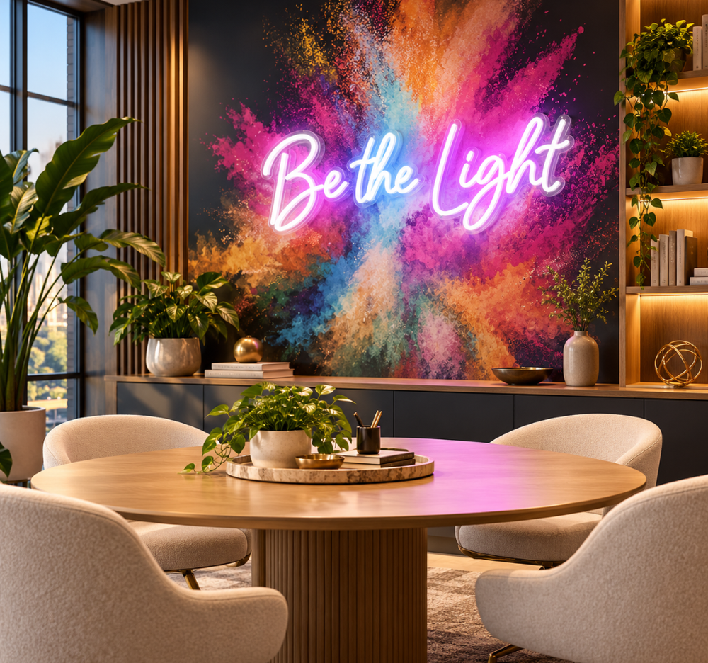 Be the Light Neon Sign – LED Inspirational Wall Art & Room Decor
