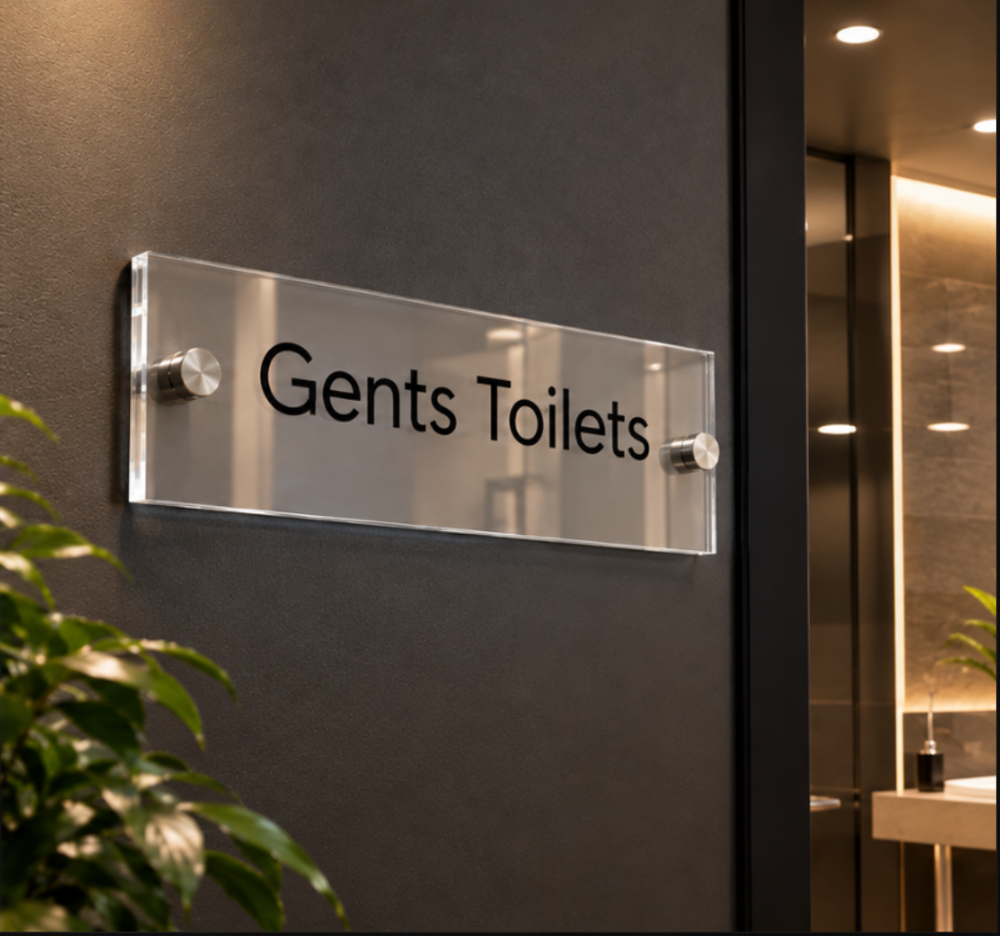 Clear Acrylic Gents Toilets Wall Sign