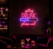 Getting Drunk Please Wait Neon Sign – Funny Bar & Party LED Wall Decor