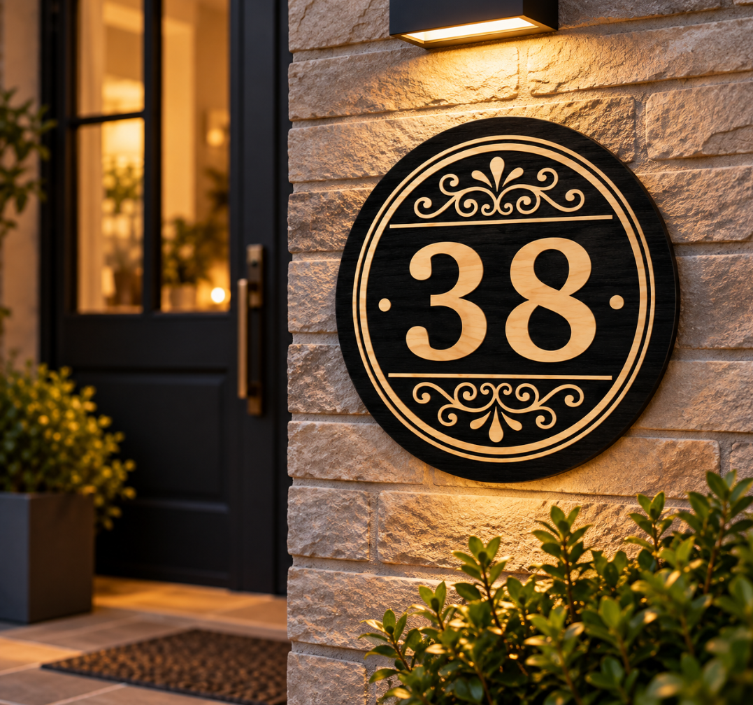 Custom Metal Address Plaque – Modern Cutout House Number Sign