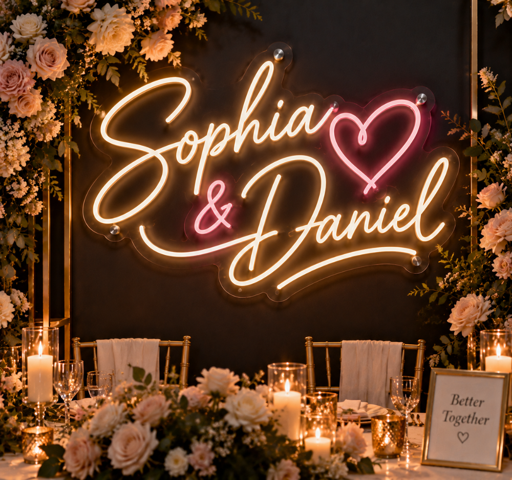 Custom Name Wedding Neon Sign – Personalized LED Wedding Decor & Reception Sign