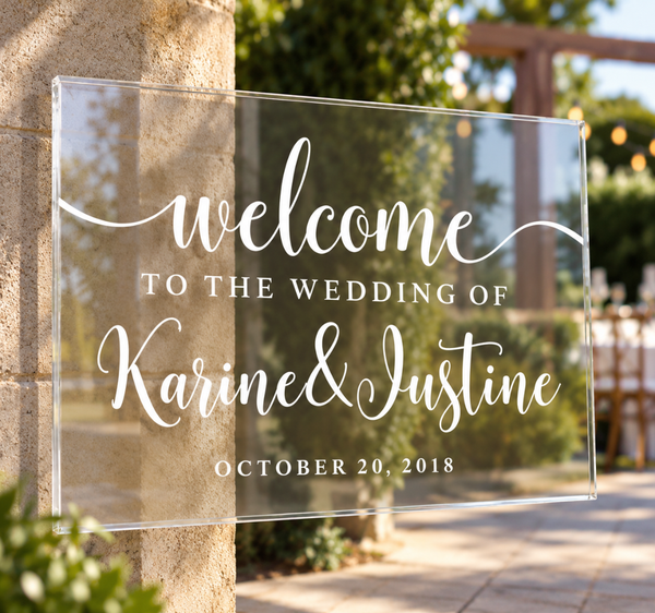 Personalized Acrylic Wedding Welcome Sign – Custom Floral Decor