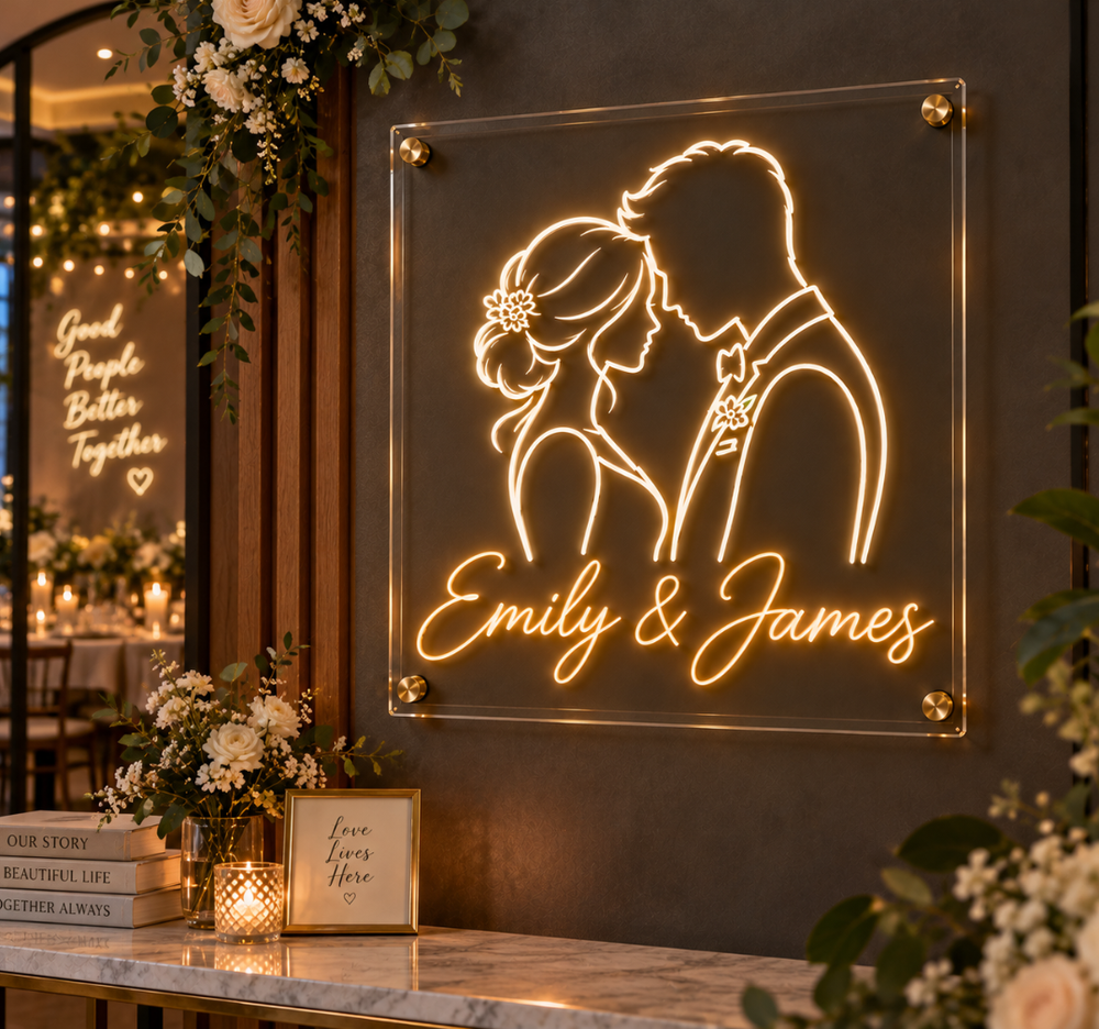 Forehead-to-Forehead Couple Neon Sign – Romantic Wedding and Couple Wall Decor