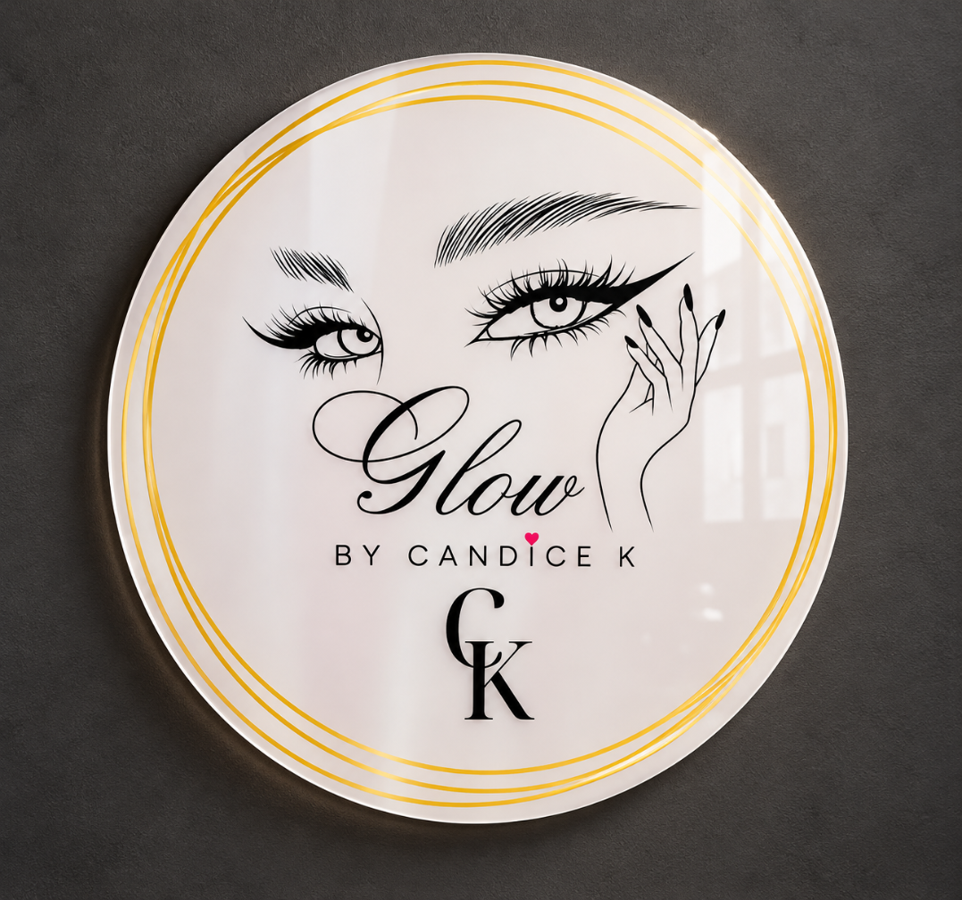 Custom UV Printed Acrylic Beauty Salon Sign – Round Logo Plaque