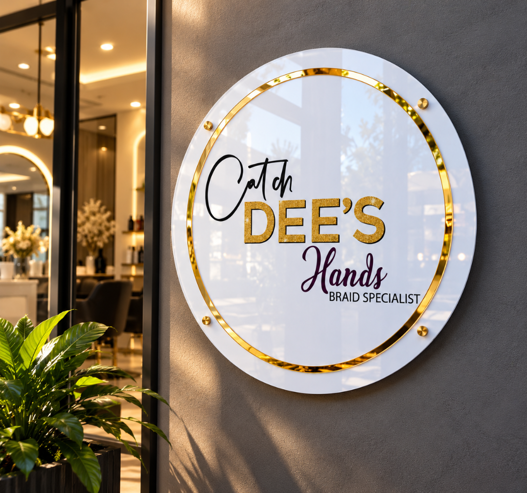 Custom Round Acrylic Clinic Logo Sign – Luxury Gold Wall Decor