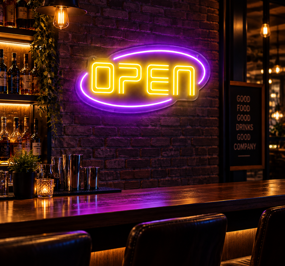 Open Neon Sign – LED Business, Storefront & Wall Decor