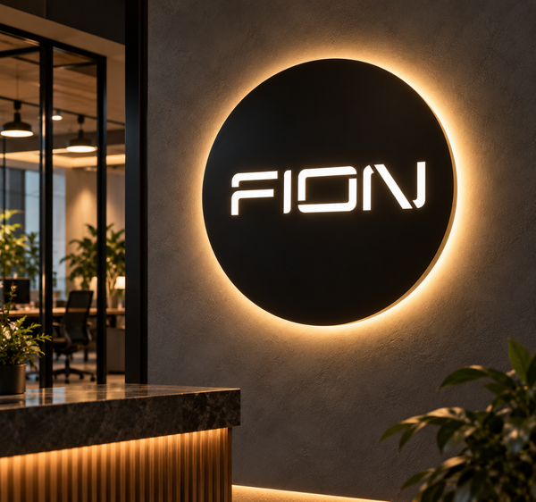 FION LED Backlit Logo Sign – Modern Business Wall Decor