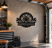 Personalized Garage Metal Wall Sign – Custom Name & Year Decor