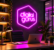 Digital Gurus Neon Sign – Pink LED Office & Creative Studio Wall Decor