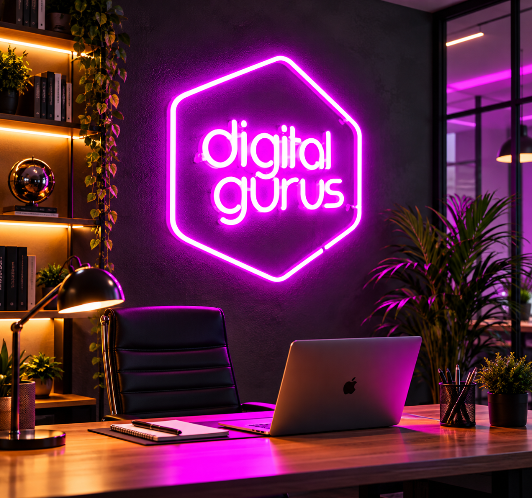 Digital Gurus Neon Sign – Pink LED Office & Creative Studio Wall Decor