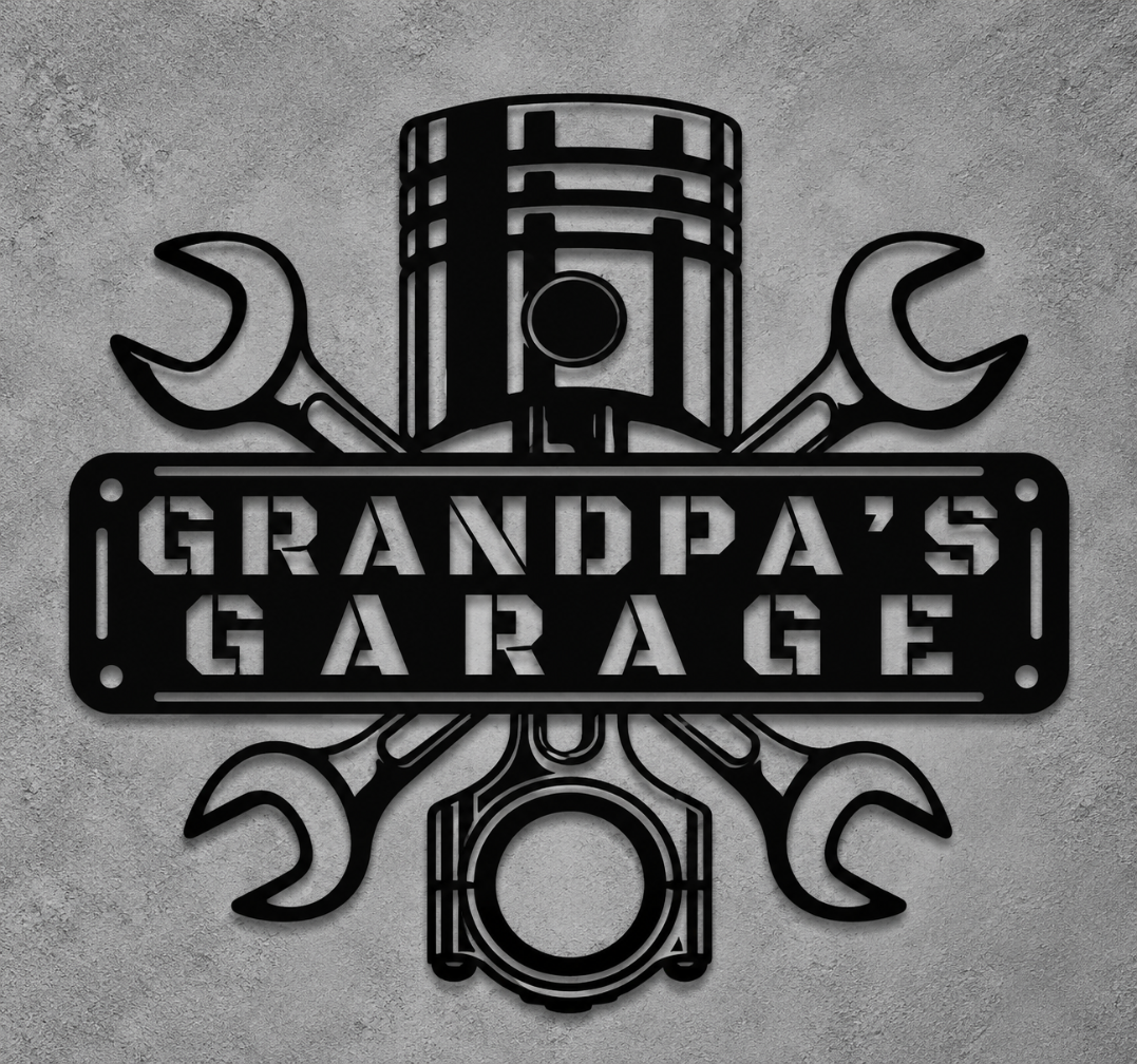 Personalized Garage Metal Wall Sign – Custom Name & Year Decor