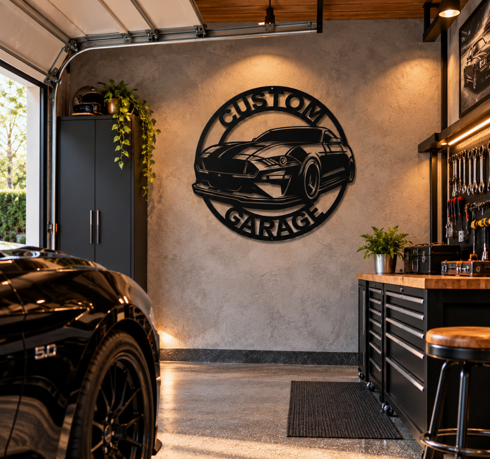 Custom Sports Car Garage Metal Wall Sign – Automotive Wall Decor