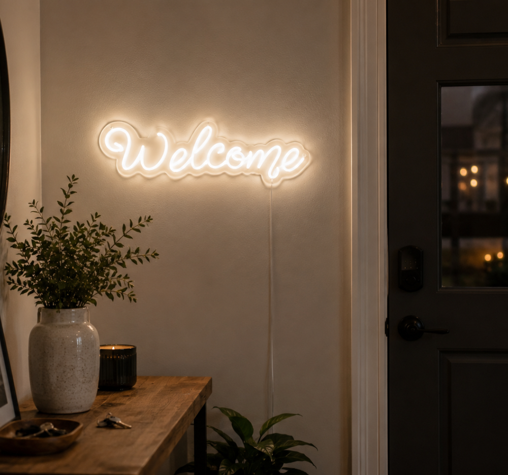Welcome Neon Sign – Modern LED Wall Decor for Home, Parties, Events & Business Spaces