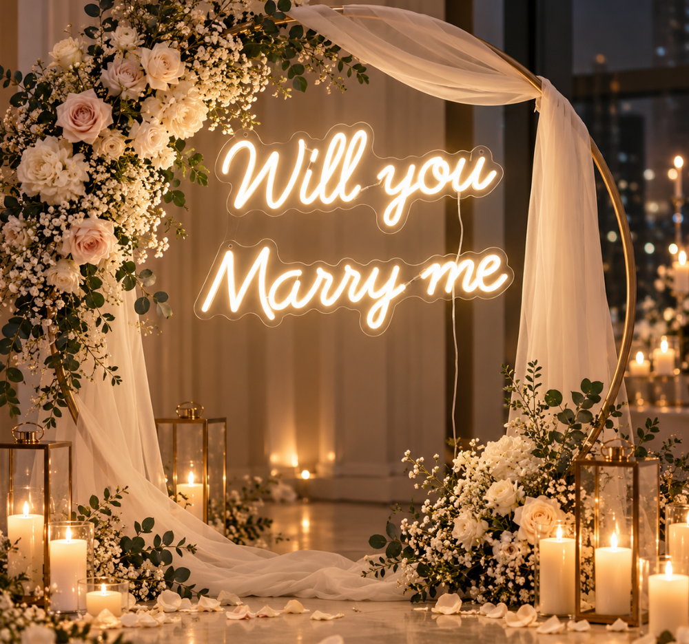 Will You Marry Me Neon Sign – LED Proposal & Wedding Wall Decor